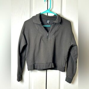 Active People‎ Women's Cropped Olive Green 1/2 Zip Pullover Size 6